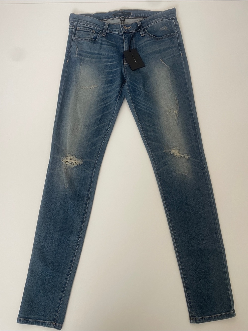 Flying Monkey Men's Skinny Distressed Blue Jeans